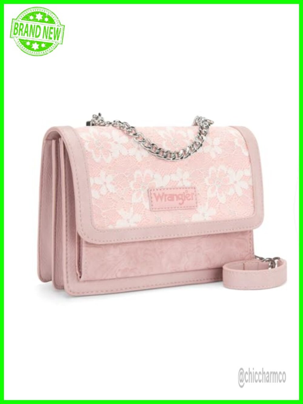 Floral Tooled Crossbody Purse with Chain Strap Magnetic Flap